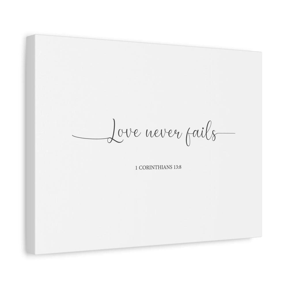 Scripture Canvas Love Never Fails 1 Corinthians 13:8 Christian Wall Art Bible